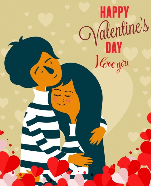 bannière de la Saint-Valentin amour couple icône conception classique