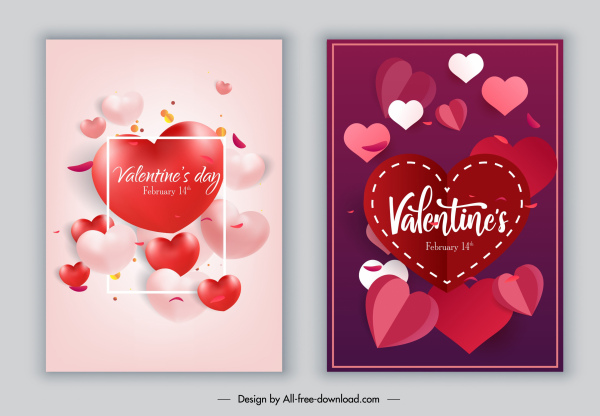 بطاقة عيد الحب غطاء قالب قالب ملونة القلب الأشكال الديكور