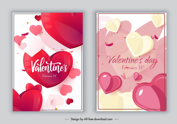 Valentines Card Cover Templates Modern Dynamic Hearts Decor