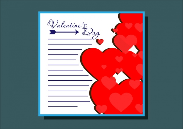 Desain Kartu Valentine dengan dekorasi hati dan panah
