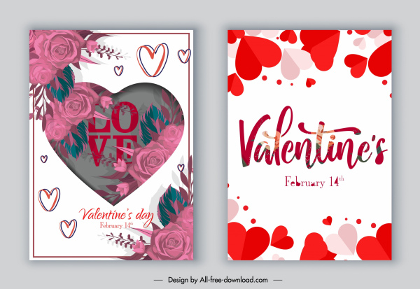 Valentines Card template dekorasi hati bunga modern