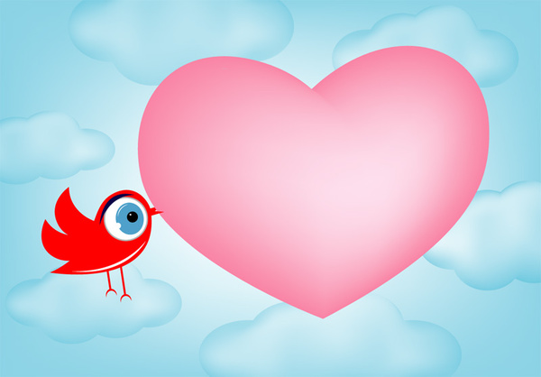 día de San Valentín tarjeta de aves