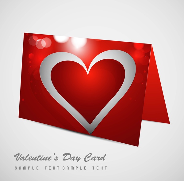 빛나는 화려한 심장 디자인 일러스트 레이 션에 대 한 발렌타인 데이 카드
