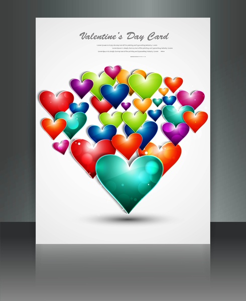 dia dos namorados cartão coração reflexão brochura modelo fundo ilustração vetorial