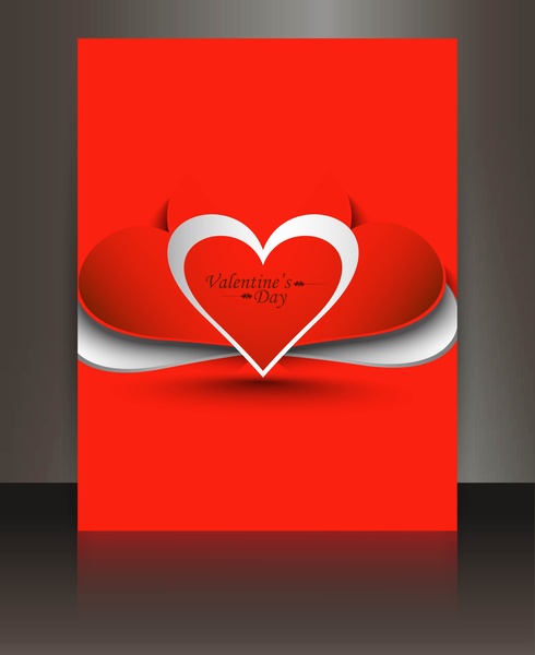 giorno di San Valentino carta cuore riflesso opuscolo modello fondo