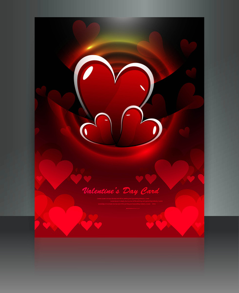 dia dos namorados cartão coração reflexão brochura modelo fundo ilustração vetorial
