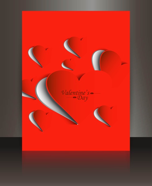 Valentinstag Karte Herz Reflexion Broschüre Vorlage Hintergrund Vektor-illustration