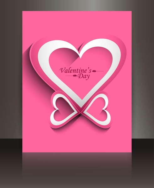 giorno di San Valentino carta cuore riflesso opuscolo modello fondo