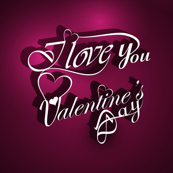 Hari Valentine kartu dengan teks huruf indah desain vektor