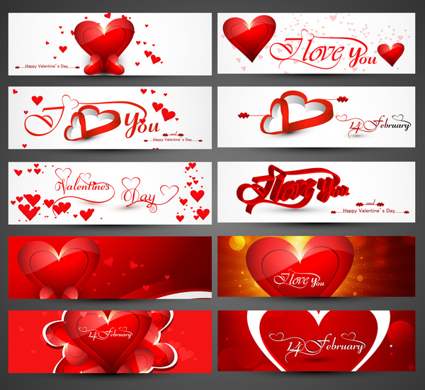 День Святого Валентина красочные сердца заголовков презентации коллекции набор дизайн вектор