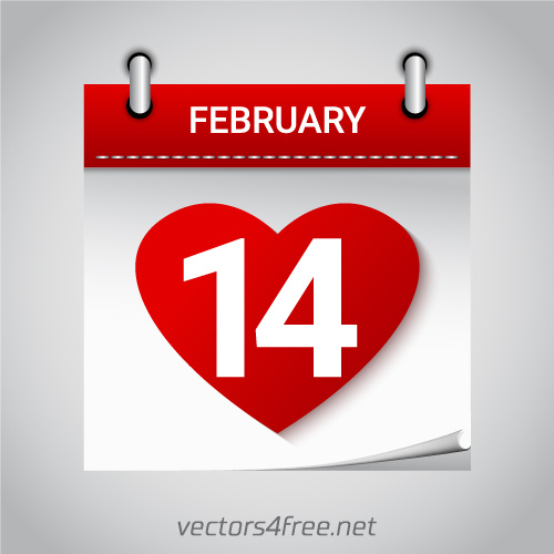 hari kasih sayang hati 14 Februari kalender ikon vektor