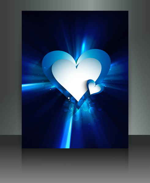 día de San Valentín de vectores de folleto plantilla corazón fondo colorido