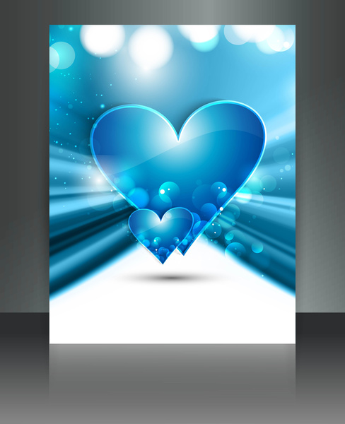 Sevgililer günü için broşür şablonu kalp arka plan renkli vektör