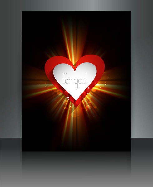 giorno di San Valentino per pieghevole modello cuore sfondo colorato vettoriale