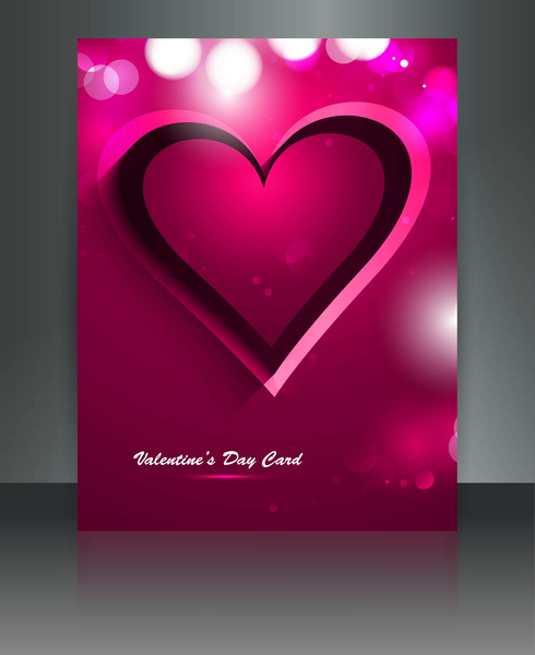 Sevgililer günü için broşür şablonu kalp arka plan renkli vektör