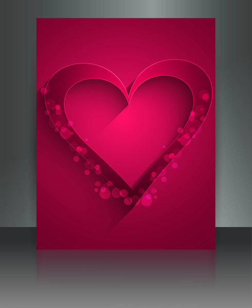 パンフレット テンプレート ハート背景のカラフルなベクトルのためのバレンタインデー