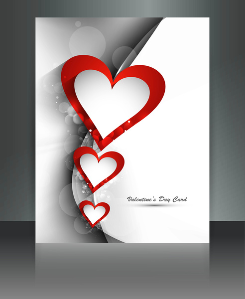 día de San Valentín de vectores de folleto plantilla corazón fondo colorido