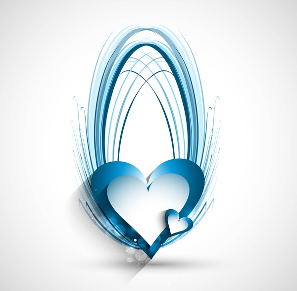 vector de fondo blanco colorido de día de San Valentín corazón tarjeta de felicitación azul de la onda