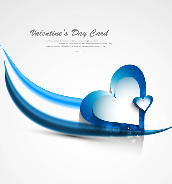 giorno di San Valentino cuore cartolina d auguri blu dell'onda pittoresco sfondo bianco