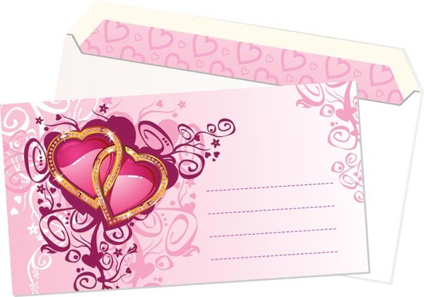 バレンタインの日のレースの手紙封筒ベクター