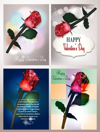 Hari Valentine kartu mawar desain vektor