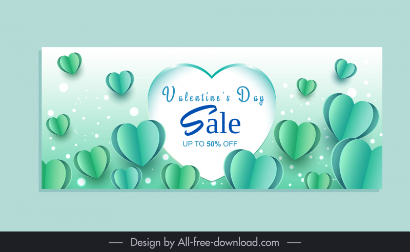 Template Poster Penjualan Hari Valentine Dekorasi Hati 3D Dinamis