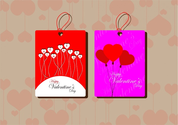 Valentinstag-dekorative Tags-Design am Herzen Hintergrund