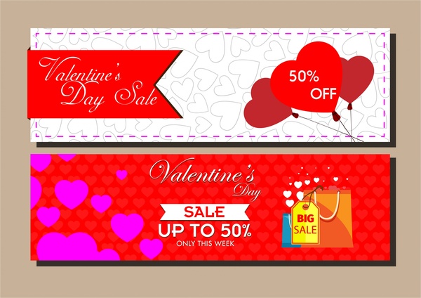 Valentine musiman selebaran penjualan template dengan latar belakang hati