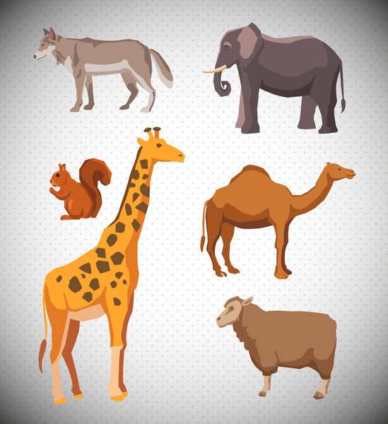 diversi animali vettore illustrazione con disegno colorato