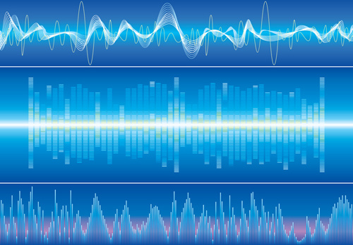 conjunto de várias origens de luz vetor de onda de áudio