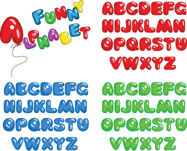 varios brillante coloreado alfabeto diseño vector set