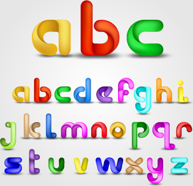 berbagai terang berwarna alfabet desain vector set