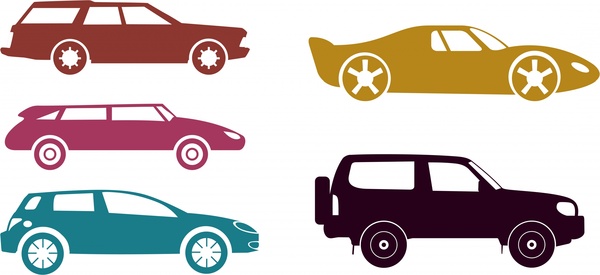 design de vários carros define estilos clássicos e modernos
