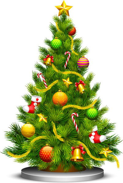 Various Christmas Tree Elements Vector Graphics Set