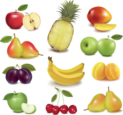 различные свежие фрукты дизайн элементы вектора