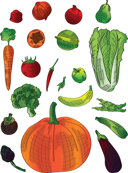 várias frutas e legumes