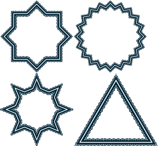 古典的な境界線を持つ様々な幾何学的形状ベクトルイラスト