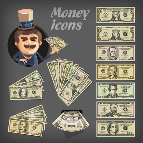 vários elementos de design dinheiro vector