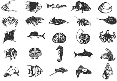 varios animales pequeños del mar diseño vector