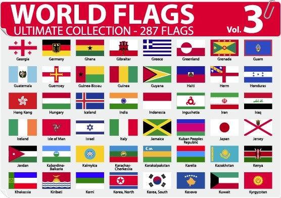 Verschiedenes von den Flaggen der Welt Vektor-Satz
