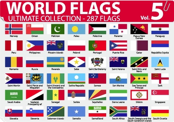 Verschiedenes von den Flaggen der Welt Vektor-Satz