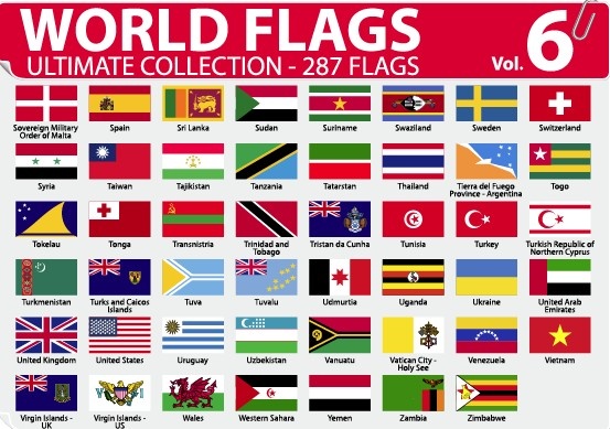 各種世界國旗向量集
