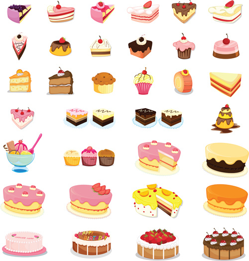 различные сладкие пирожные задать вектор