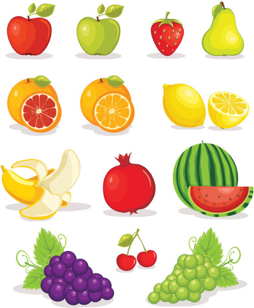 berbagai buah-buahan lezat elemen vektor