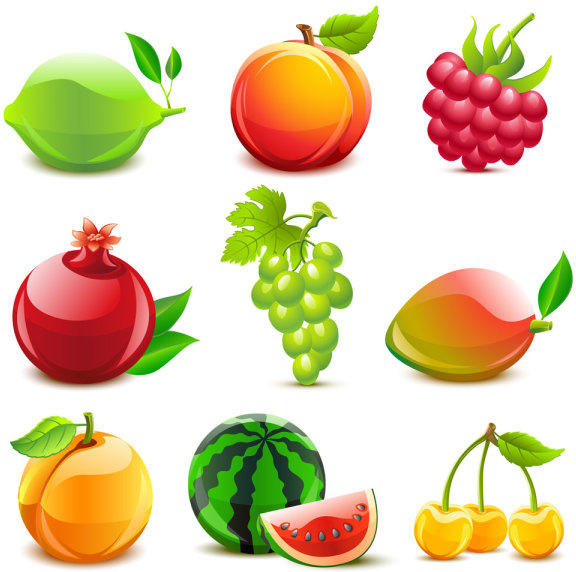 vários elementos de fruta saborosa vector