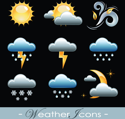 verschiedene Wetter Vektor-Icon-set