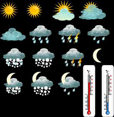 verschiedene Wetter Vektor-Icon-set