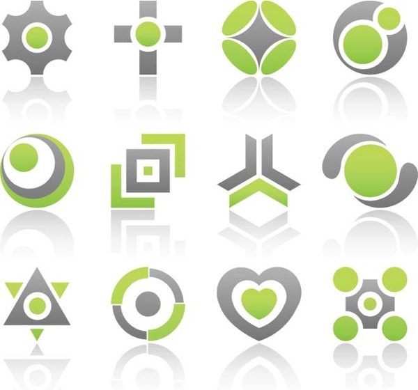 Vektor-abstrakte schöne Sammlung von Grün und grau Logo-Design-Elemente