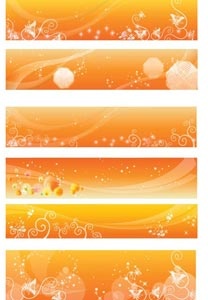 벡터 추상 아름 다운 오렌지 배너 그래픽 디자인 모음