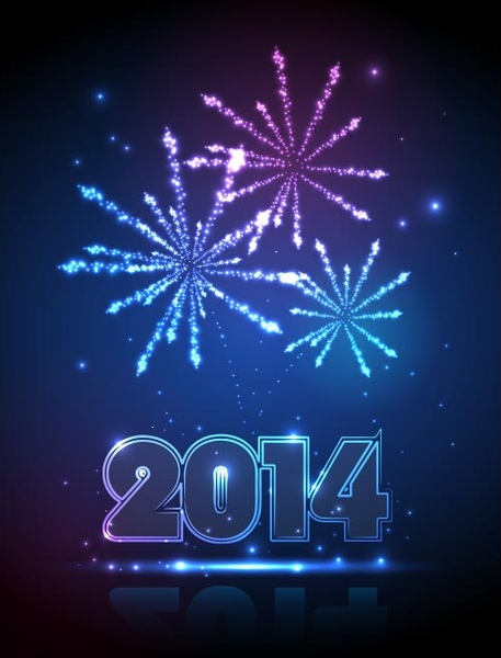 Vektor Abstrak kembang api senang baru year14 desain poster